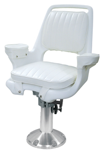 Wise Captain's Chair Package With Chair, Cushions, 12 to 18 Adjustable  Pedestal and Seat Slide - White 8WD1007-6-710 - Boaters Plus