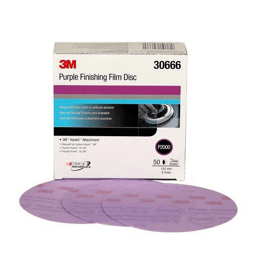 3M 30666-50PK Hookit 6 Purple Finishing Film Disc, Pack of 50
